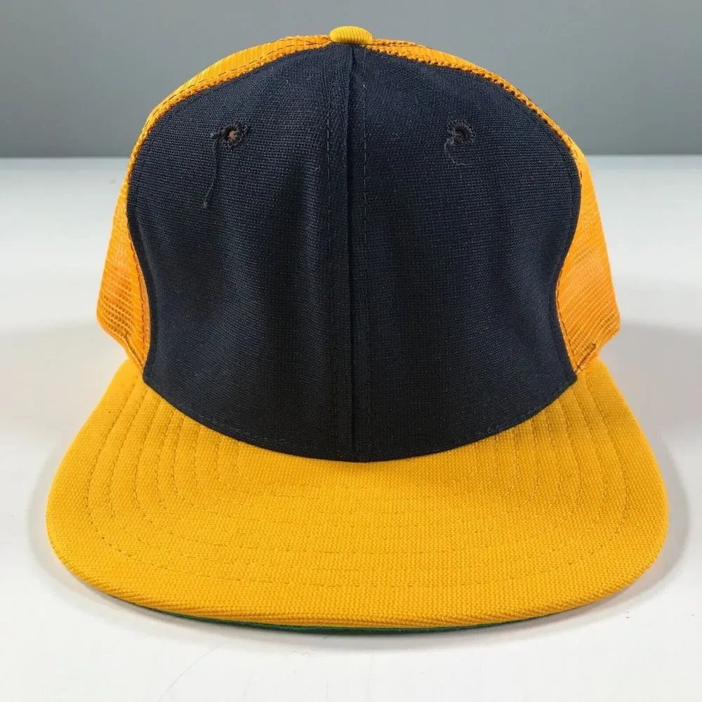 Vintage Trucker Hat Boys Youth Size Maize Yellow and Blue New Era Pro Model - Picture 1 of 8